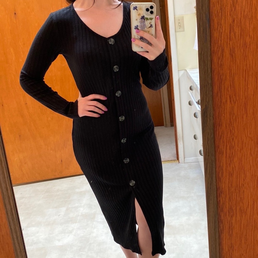 So • Full Length Button Down Sweater Dress